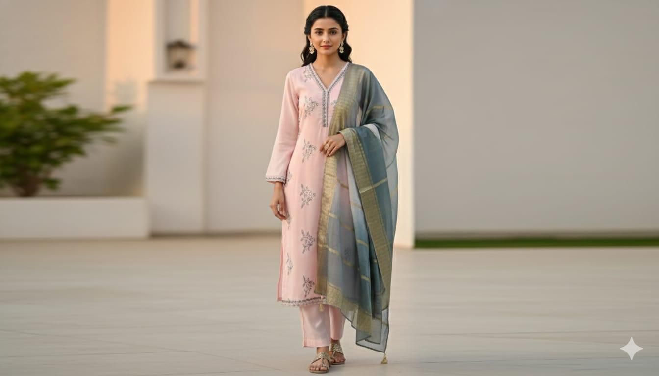 Shree Shanti Selection - Light Pink Printed Suit Set